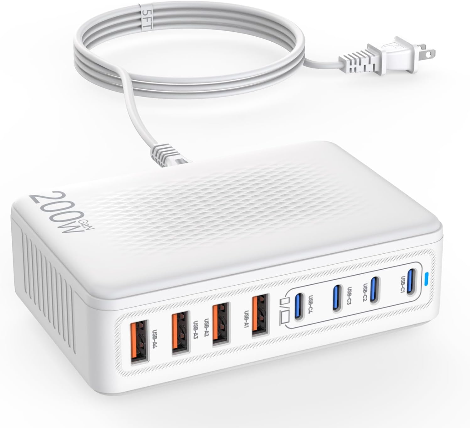 200W GaN 8-Port USB-C Charging Station with USB-A