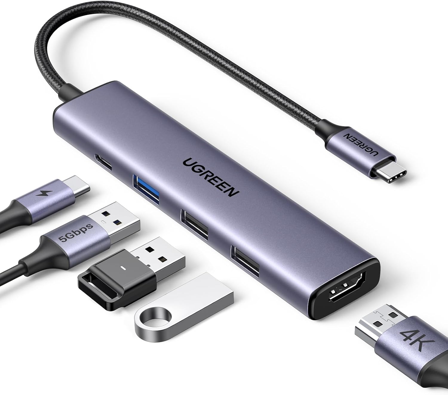 5-in-1 USB-C Hub with 4K HDMI and 100W Power Delivery
