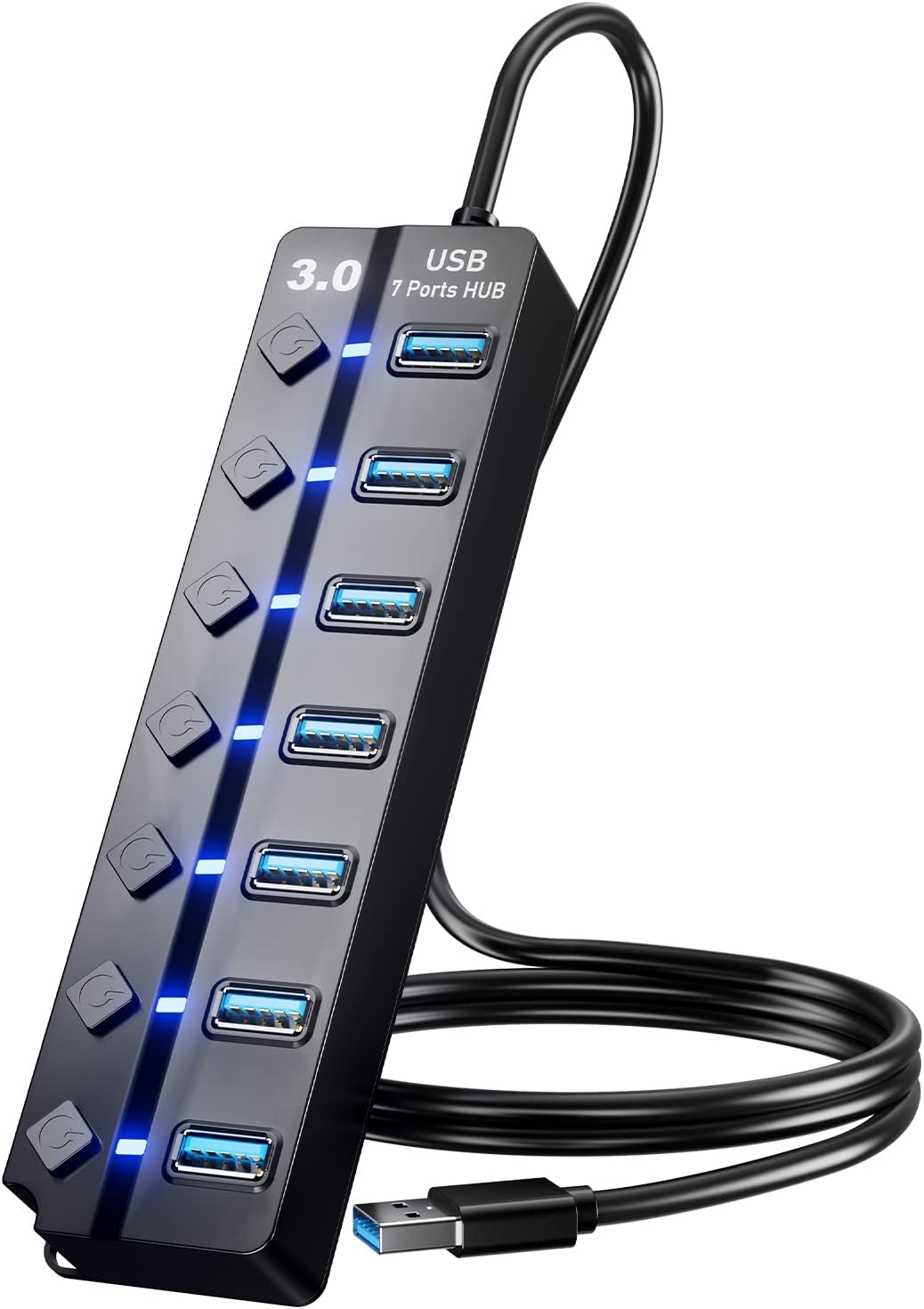7-Port USB 3.0 Hub with On/Off Switches and 1.2 m Cable
