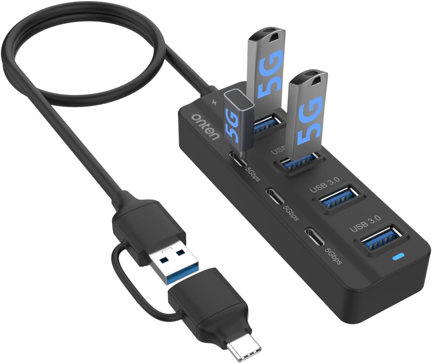 7-Port USB-C Hub with USB-A and USB-C Outputs