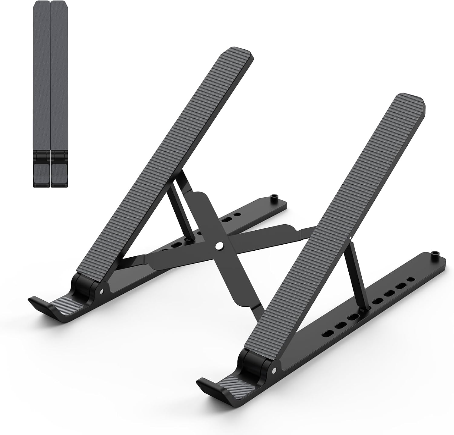 Adjustable Laptop Stand — Foldable ABS and Silicone Notebook Holder, Black