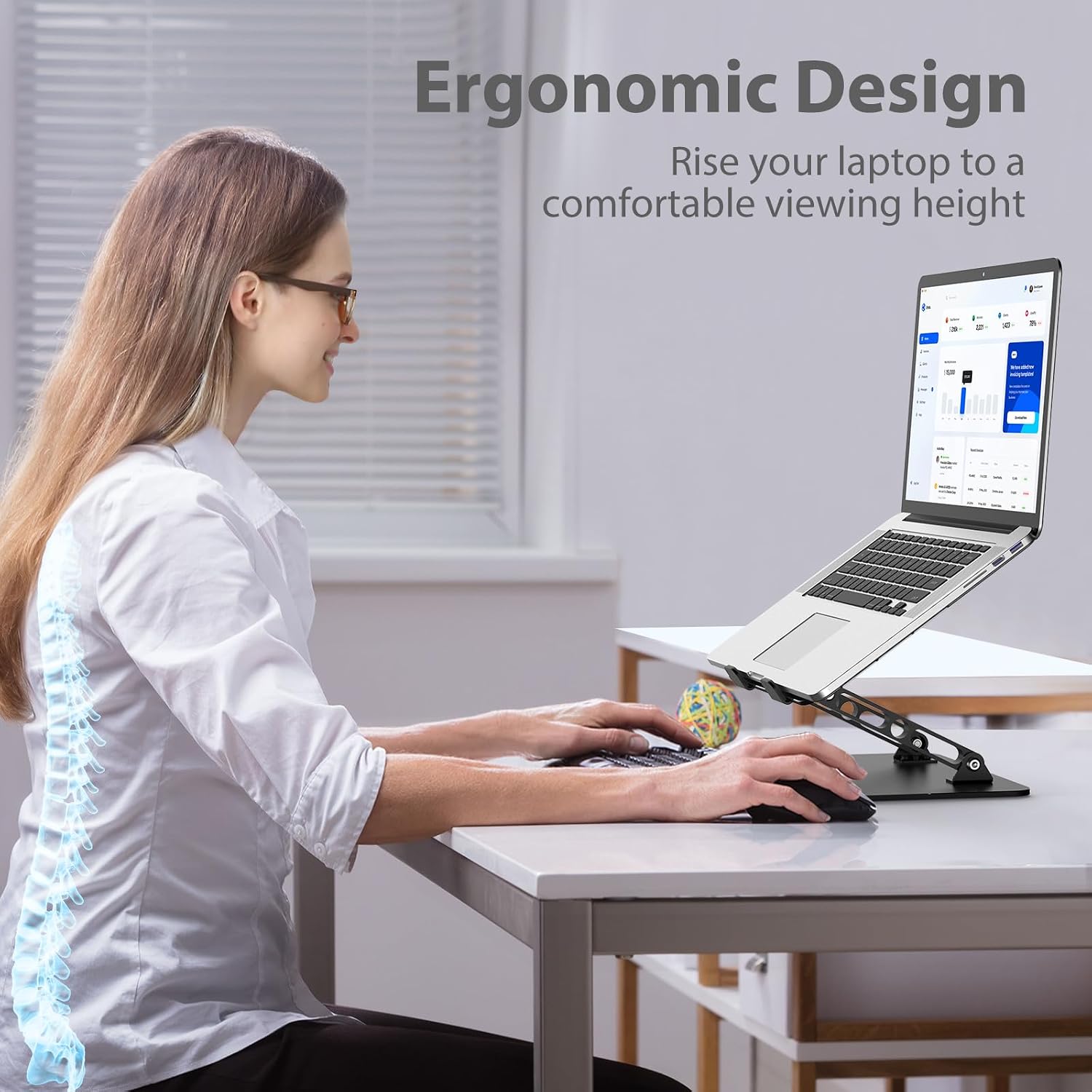 Adjustable Metal Laptop Stand — Foldable Desk Riser