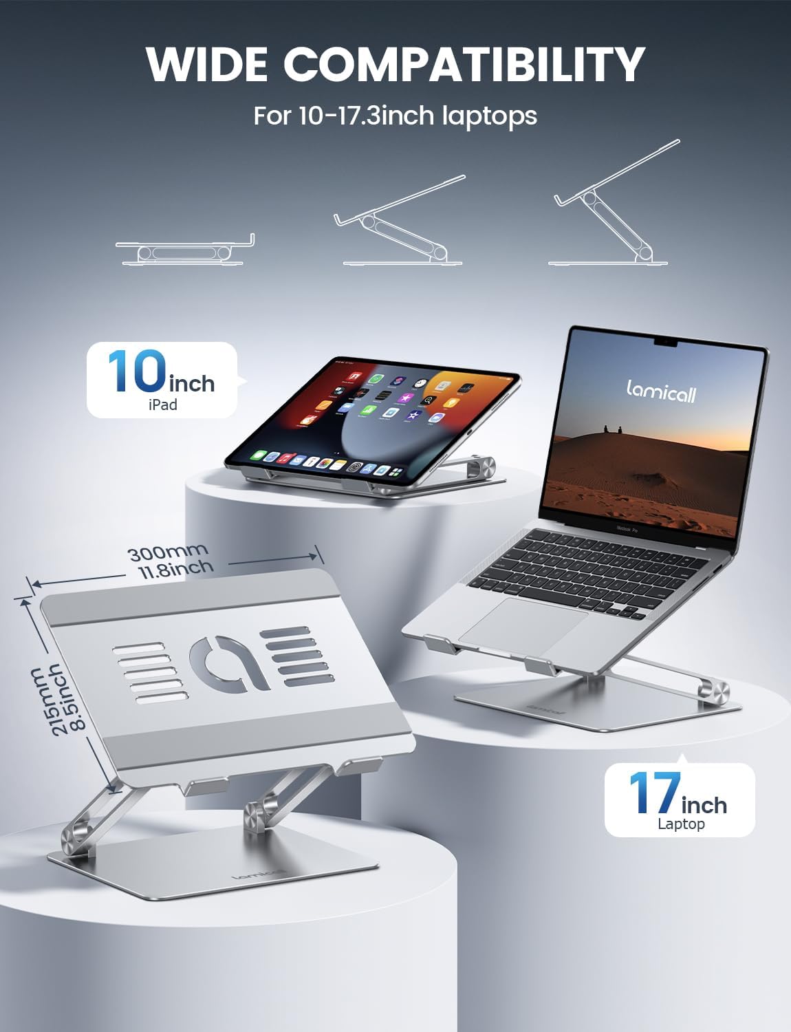 Aluminium Laptop Stand for 10 to 17.3 Inch Machines — Adjustable