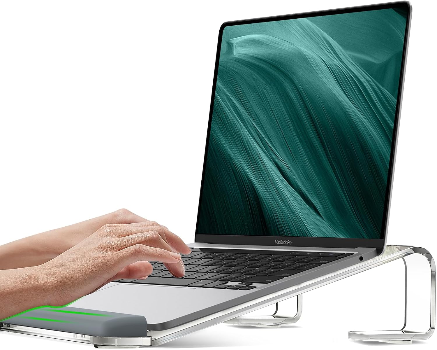 Clear Acrylic Laptop Stand with Wrist Rest — Detachable