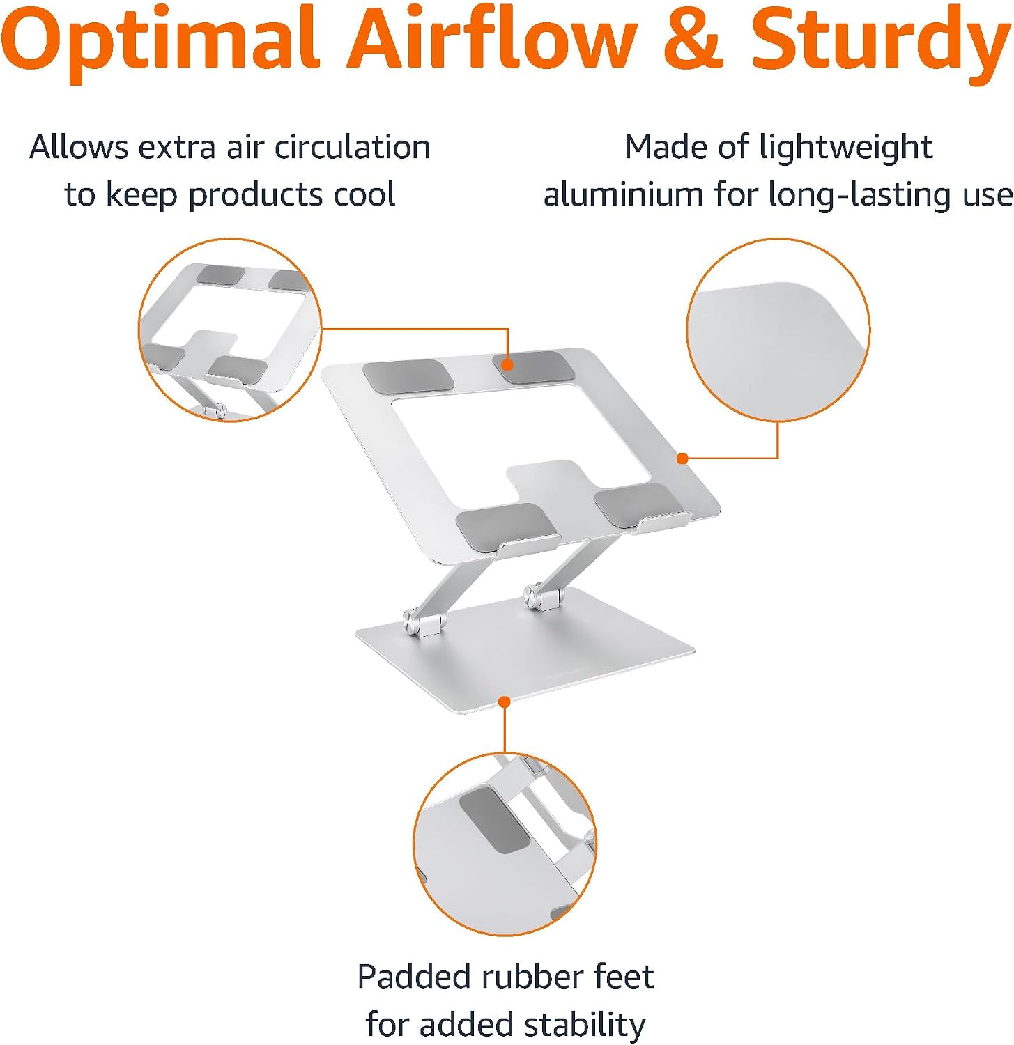 Ergonomic Laptop Stand with Ventilated Cooling — Height Adjustable