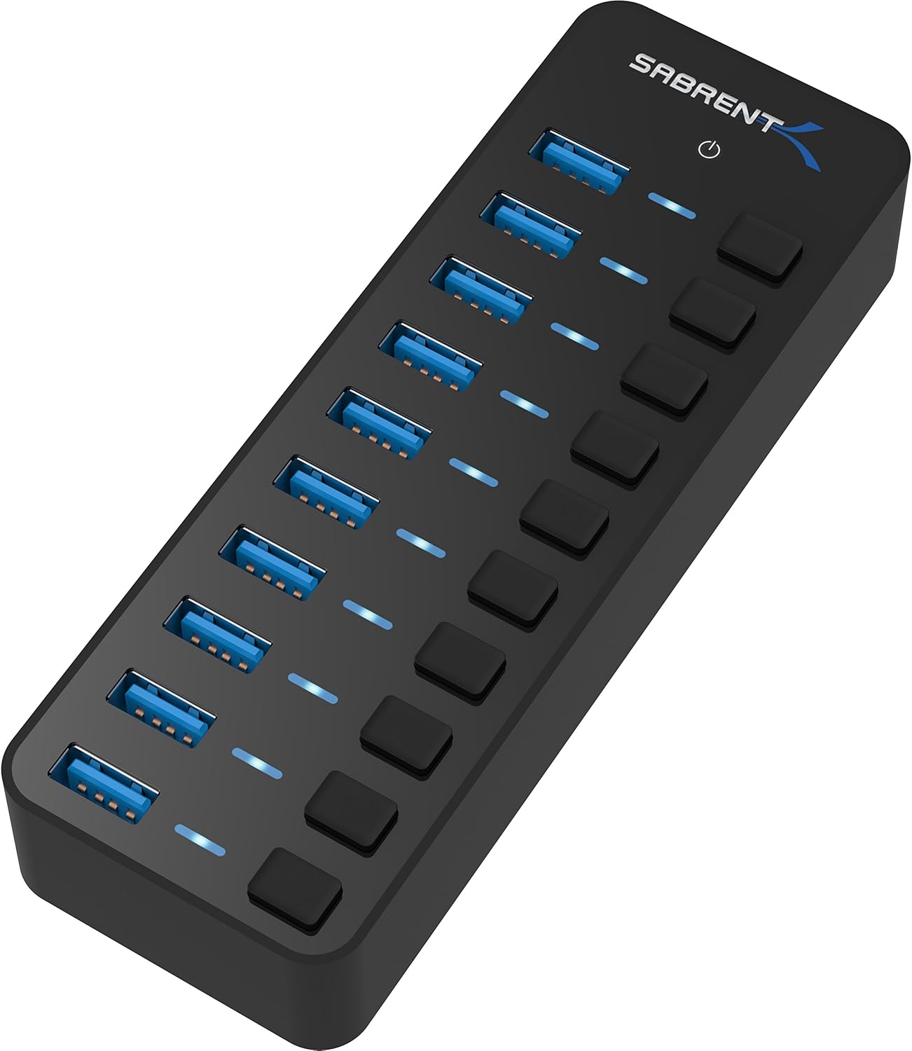 Powered 10-Port USB 3.0 Hub 60W with Per-Port Switches and LEDs
