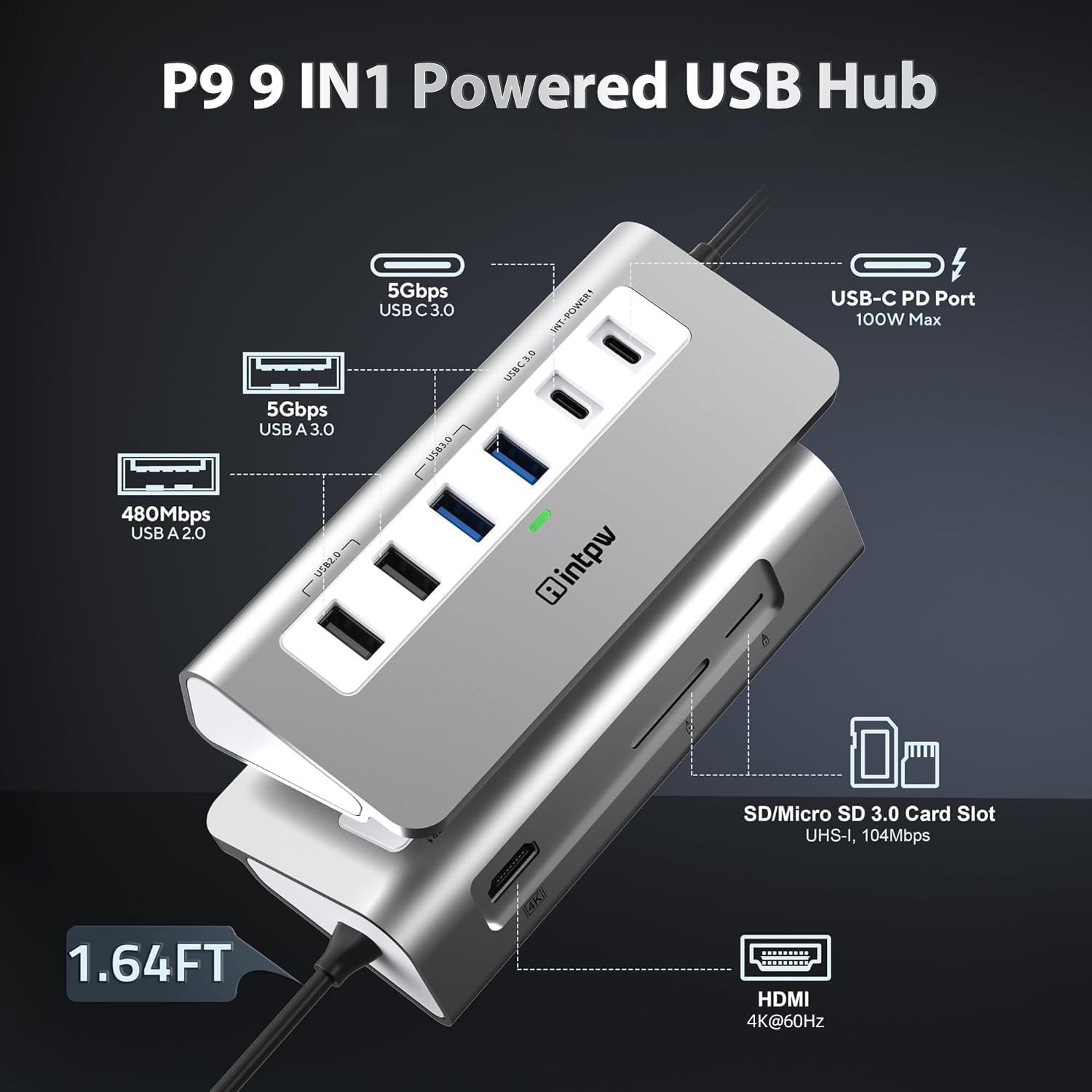 USB-C Multiport Hub with 4K 60Hz HDMI and 100W Power Delivery