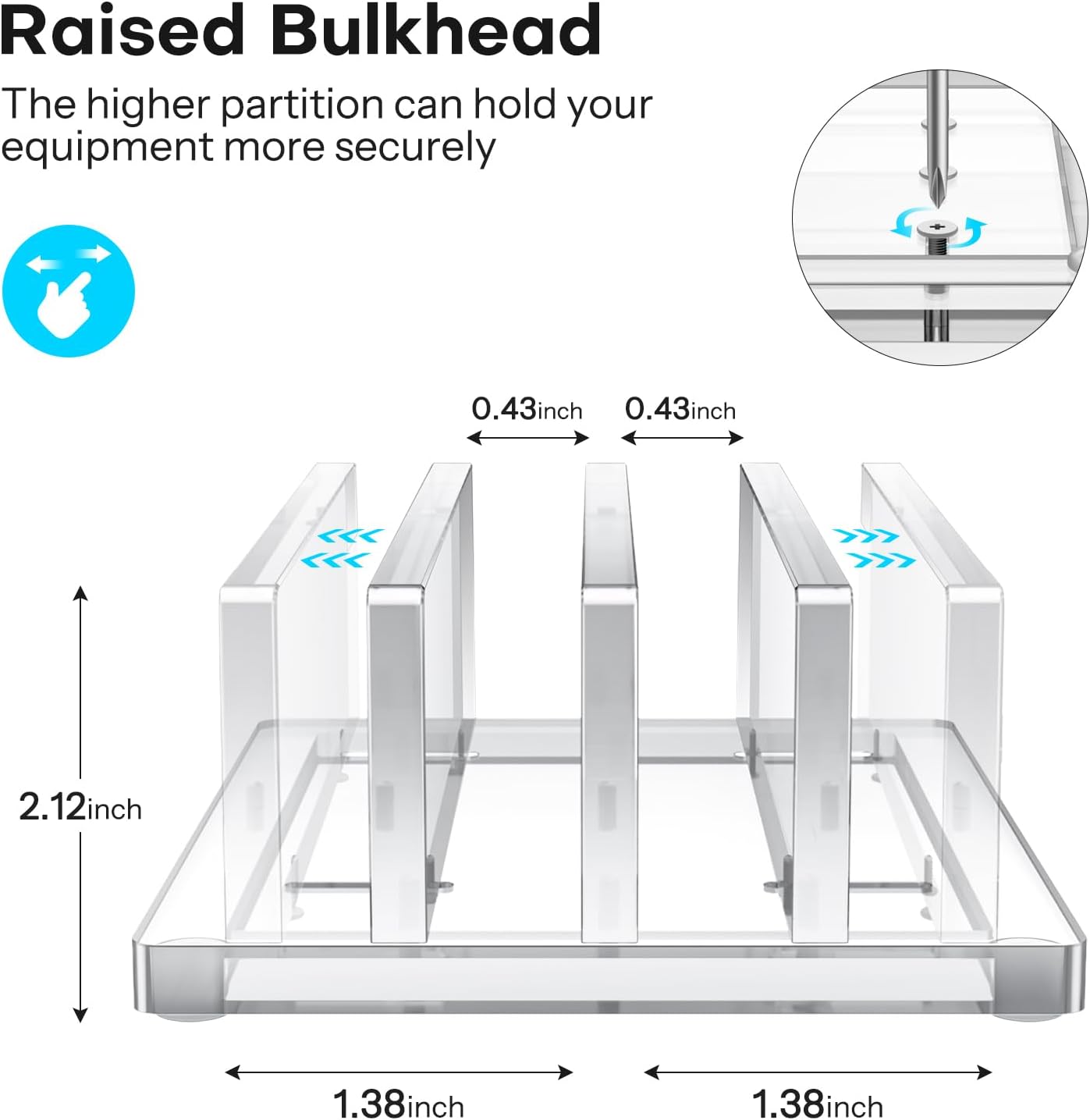 Vertical Laptop Stand — Clear Acrylic Dual Holder, Adjustable Width
